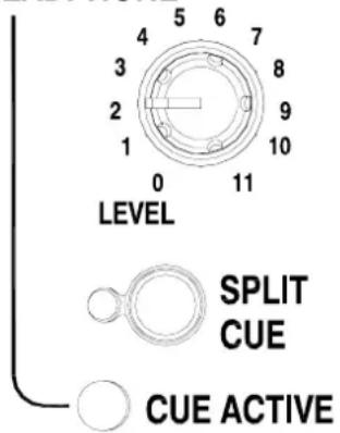 LEVEL SPLIT CUE CUE ACTIVE