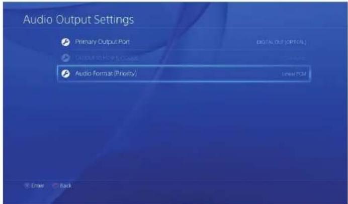 TURTLE BEACH ZBX0HW69300 - Go to Settings > Sound and Screen > Audio Output Settings > Audio Format (Priority) - 1