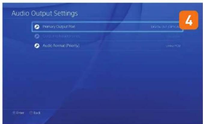 TURTLE BEACH ZBX0HW69300 - Go to Settings >Sound and Screen >Audio Output Settings >Primary Output Port - 4