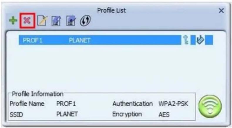 Planet WDL-U600AC - Removing an existing profile - 1