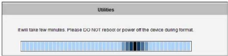 Utilities it will take few minutes. Please DO NOT reboot or power off the device during format.