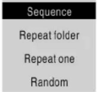 Sequence Repeat folder Repeat one Random
