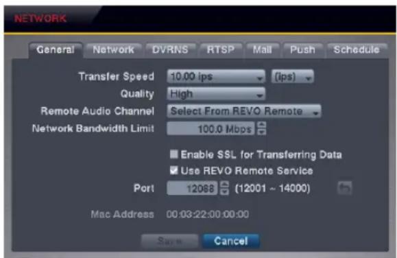 REVO R4D1EB3ECMB-1T - General Settings (NETWORK → General Tab) - 1