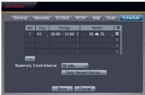 REVO R4D1EB3ECMB-1T - Schedule Settings (NETWORK → Schedule Tab) - 1