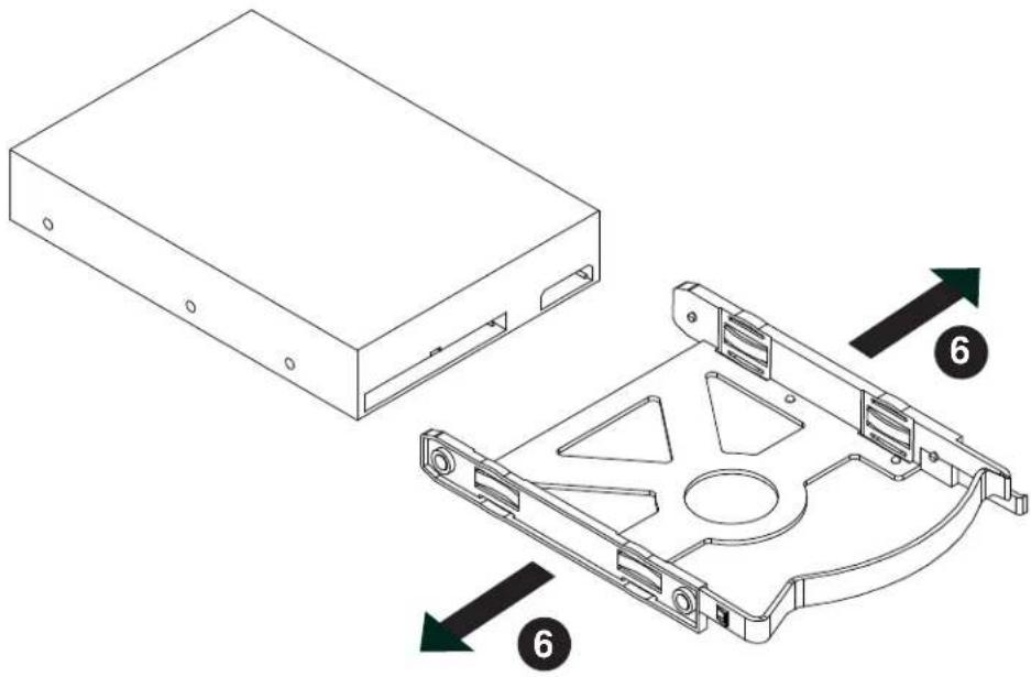 Technical diagram showing a device casing and its internal structure with numbered annotations (6) indicating assembly or component.