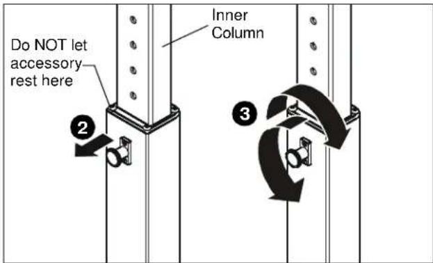 Do NOT let accessory rest here Inner Column ② ③