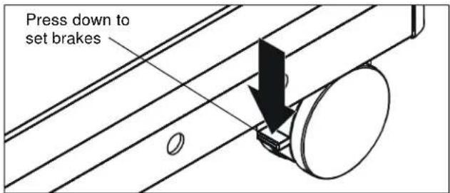 Press down to set brakes