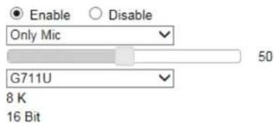 Enable Disable Only Mic 50 G711U 8 K 16 Bit