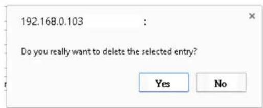 192.168.0.103 : Do you really want to delete the selected entry? Yes No