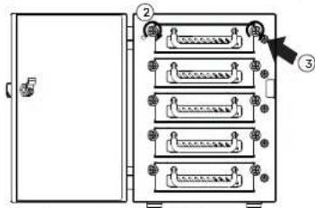 Diagram of a server rack with labeled components and an arrow pointing to component 3