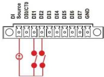 DI Source DI0/CT0 DI1 DI2 DI3 DI4 DI5 DI6 DI7 GND +