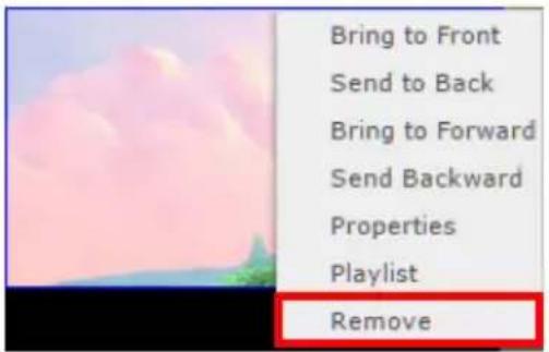 Bring to Front Send to Back Bring to Forward Send Backward Properties Playlist Remove