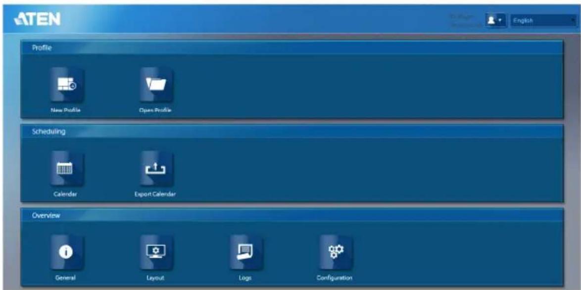 ATEN Profile New Profile Open Profile Scheduling Calendar Export Calendar Overview General Layout Logs Configuration