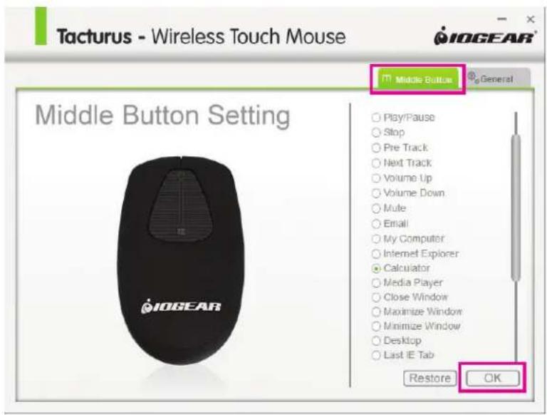 IOGEAR GKM558R - Middle Button Setting - 1