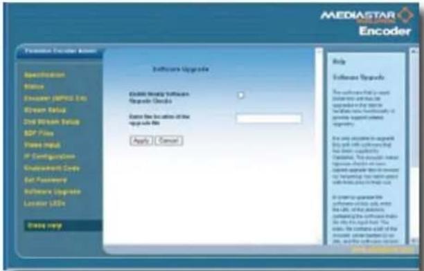 A MEDIASTAR Encoder Transaction Excel Active Specification Status Encoder (MPSS Ex) Stream Status Old Stream Status ASP Files Vise Input IP Configurations Grunzheng Code Set Password Software Upgrade License USBs Options help Software Upgrade Enable Modify Software Reboot Checks Select the location of the USB code file Apply Cancel Help Software Upgrade The software has to install the web with software that has been completely completely. The software is not required, but it can be used to install any other software. In place to generate the software version only, when the Web is also available, creating the software version. Do you this page have. This under the conditions of the software version is so yes, or this software version.
