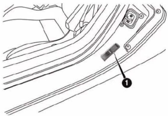 Technical diagram showing a component with labeled pin number 1 pointing to a specific feature.