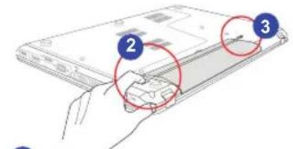 MSI F Series FX420X - Releasing the Battery Pack - 1