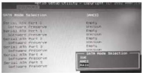 Data Mode Selection Serial ATA Port 0 Software Preserve Serial ATA Port 1 Software Preserve Serial ATA Port 2 Software Preserve Serial ATA Port 3 Software Preserve Serial ATA Port 4 Software Preserve Serial ATA Port 5 Software Preserve [AMCI] Empty unknown Empty unknown Empty unknown DATA MODE Selection 16x AMD1 DATA