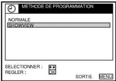 METHODE DE PROGRAMMATION NORMALE SHOWVIEW SELECTIONNER : REGLER : OK SORTIE MENU