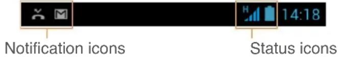 Notification icons Status icons