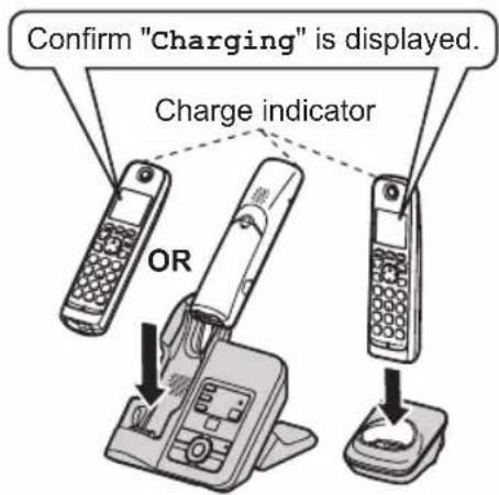 Confirm "Charging" is displayed. Charge indicator OR