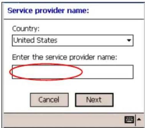 Service provider name: Country: United States Enter the service provider name: Cancel Next