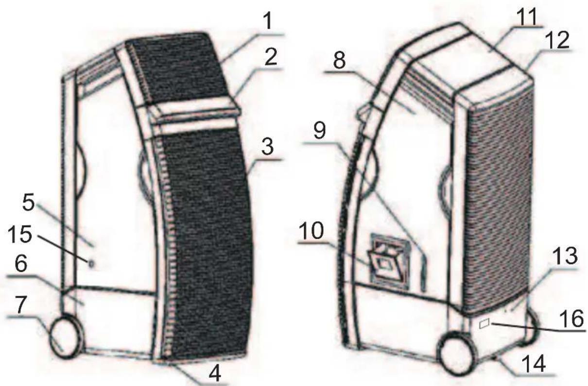 Technical diagram of a two-port vehicle with numbered components for identification