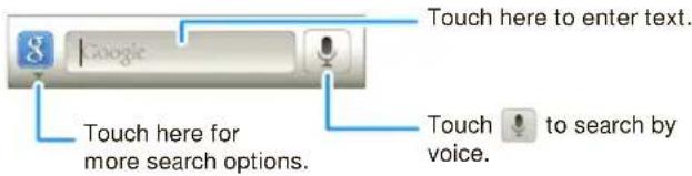 Touch here to enter text. Touch here for more search options. Touch voice. to search by