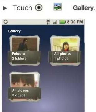 Touch Gallery. 36 11 3:00 PM Gallery Folders 2 folders All photos 1 photos All videos 3 videos