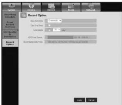Record Option Data import level: 100% Auto Control: 100% HSS Power Options: 100% (100%) Recorded Color Times: 100% (100%) Apply Cancel
