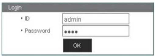 Login • ID admin • Password ••••• OK