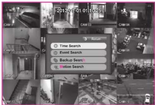 2013-01-01 01:10:25 Time Search Event Search Backup Search Motion Search