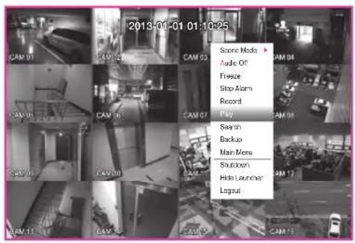 2013-01-01 01:10:25 CAM 01 CAM 02 CAM 03 CAM 04 Audio Off Freeze Stop Alarm Record Play Search Backup Main Menu Shutdown Hide Launcher Logout