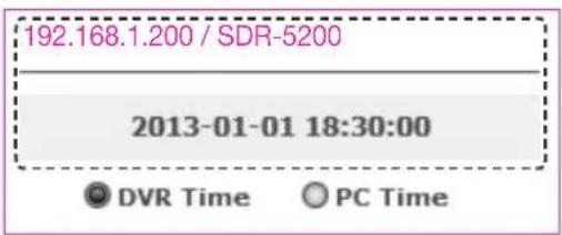 192.168.1.200 / SDR-5200 2013-01-01 18:30:00 ● DVR Time ○ PC Time