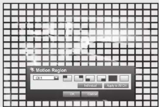 Motion Region CH1 Individual Apply to AI CH1 OK Cancel