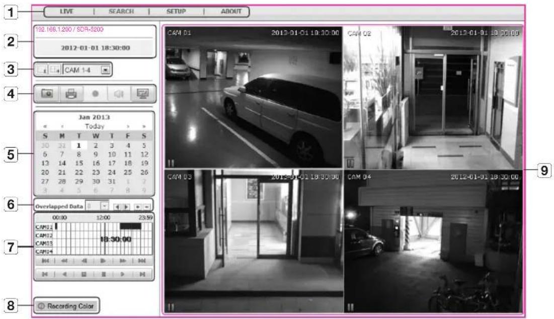 1 LIVE | SEARCH | SETUP | ABOUT 192.168.1.200 / SDR-5200 2012-01-01 18:30:00 CAM 1-4 Jan 2013 Today S M T W T F S 30 31 1 2 3 4 5 6 7 8 9 10 11 12 13 14 15 16 17 18 19 20 21 22 23 24 25 26 27 28 29 30 31 32 3 4 5 6 7 8 9 6 Overlapped Data 00:00 12:00 23:59 CAM0.1 CAM0.2 CAM0.3 CAM0.4 18:30:00 Recording Color CAM D1 CAM D2 CAM D3 CAM D4 CAM D5 CAM D6 CAM D7 CAM D8 CAM D9 CAM D10 CAM D11 CAM D12 CAM D13 CAM D14 CAM D15 CAM D16 CAM D17 CAM D18 CAM D19 CAM D20 CAM D21 CAM D22 CAM D23 CAM D24 CAM D25 CAM D26 CAM D27 CAM D28 CAM D29 CAM D30 CAM D31 CAM D32 CAM D33 CAM D34 CAM D35 CAM D36 CAM D37 CAM D38 CAM D39 CAM D40 CAM D41 CAM D42 CAM D43 CAM D44 CAM D45 CAM D46 CAM D47 CAM D48 CAM D49 CAM D50