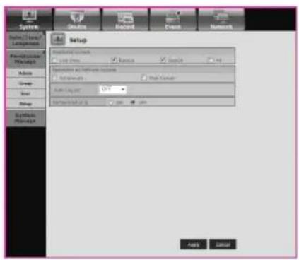 System Show Record Event Network Name/Name/ Components Form/Format Message Balance Group Text Setup Settings Message Setup Proposed network Load Time Restore Update Setpoint as features resources Setpoint Break Function Auto Log Event Auto Work Out OK Cancel Apply Cancel
