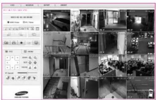 Screenshot of a surveillance camera interface displaying multiple surveillance feeds and a 3D tracking panel with Chinese text labels.