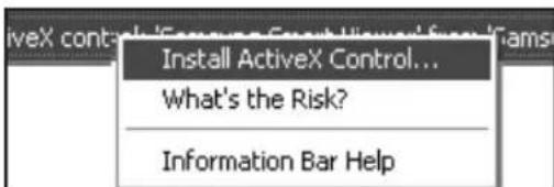 ActiveX control... Install ActiveX Control... What's the Risk? Information Bar Help