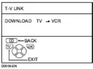 T-V LINK DOWNLOAD TV → VCR ① BACK TV QK EXIT D0005-EN