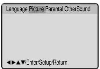 Language Picture Parental OtherSound ◄►▲▼/Enter/Setup/Return