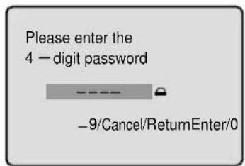 Please enter the 4 — digit password ---- -9/Cancel/ReturnEnter/0
