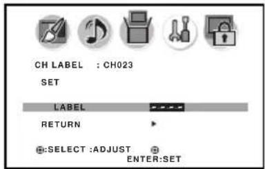 CH LABEL : CH023 SET LABEL RETURN E:SELECT :ADJUST ENTER:SET