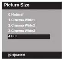 Picture Size 0.Natural 1.Cinema Wide1 2.Cinema Wide2 3.Cinema Wide3 4.Full [0-4]:Select