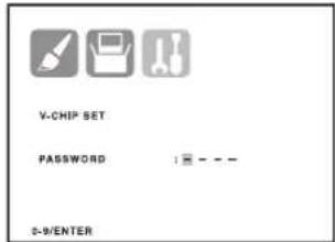 V-CHIP SET PASSWORD 1 = - - - 3-9/ENTER