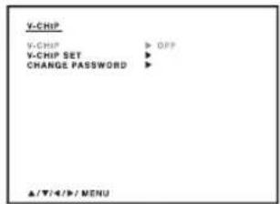 V-CHIP V-CHIP > OFF V-CHIP SET > CHANGE PASSWORD >