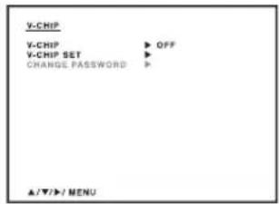 V-CHIP V-CHIP ▶ OFF V-CHIP SET ▶ CHANGE PASSWORD ▶ ▲/▼/►/ MENU
