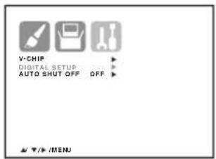 V-CHIP DIGITAL SETUP AUTO SHUT OFF OFF MENU