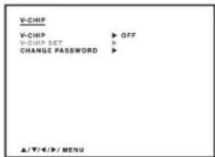 V-CHIP V-CHIP ▶ OFF V-CHIP SET ▶ CHANGE PASSWORD ▶ ▲/▼/4/▶/ MENU