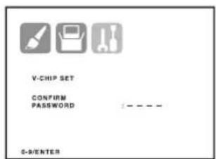 V-CHIP SET CONFIRM PASSWORD : - - - - C-ENTER
